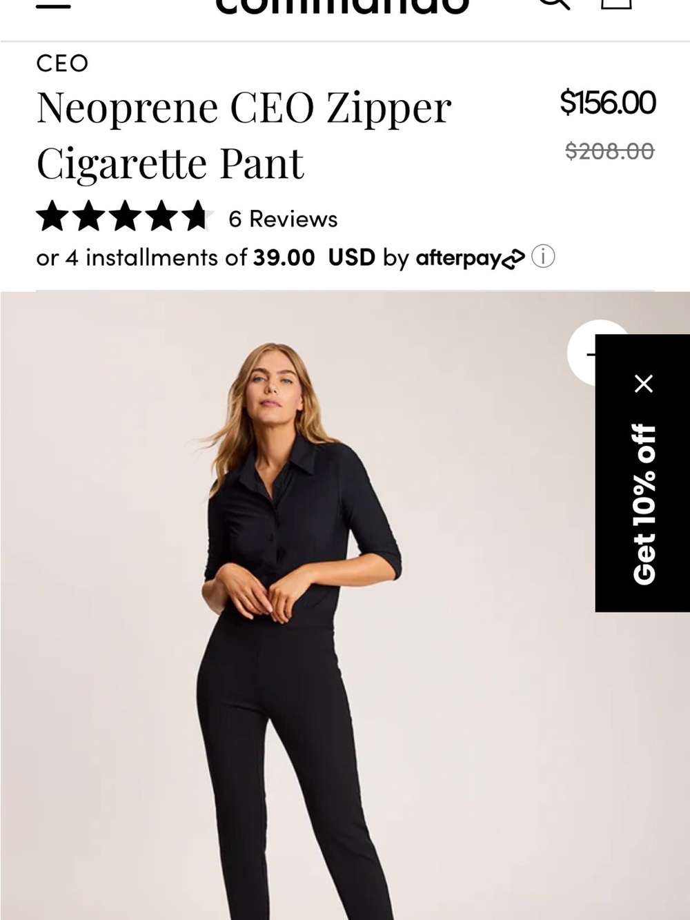 Commando Black Neoprene Cigarette Ankle Pant